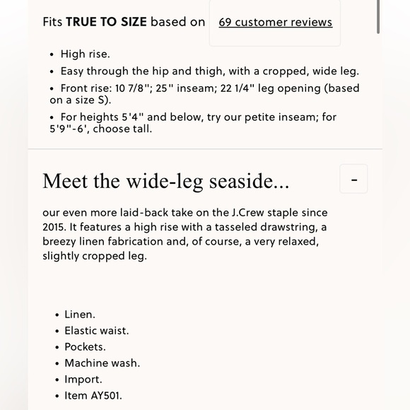 J Crew Seaside wide leg white cropped linen drawstring waist pants - Picture 15 of 16